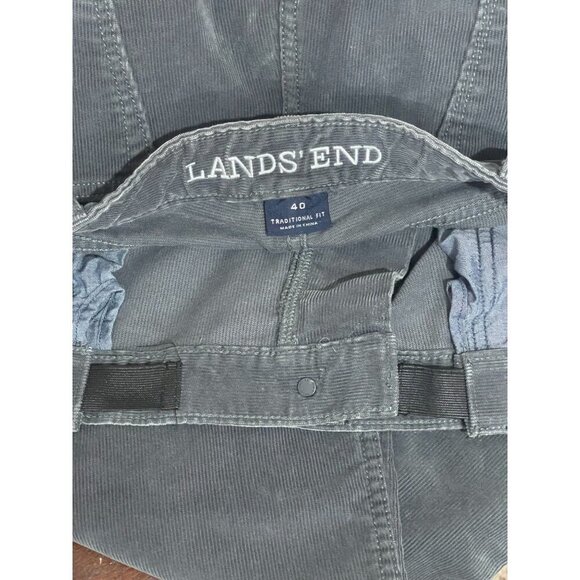 Lands End Mens Traditional Fit Corduroy Pant Gray Size 40 x 31 Elastic Extenders - Picture 7 of 9